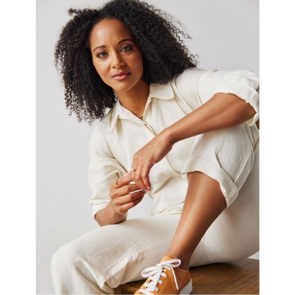 Able Charlyn Linen-Blend Jumpsuit Antique White Medium